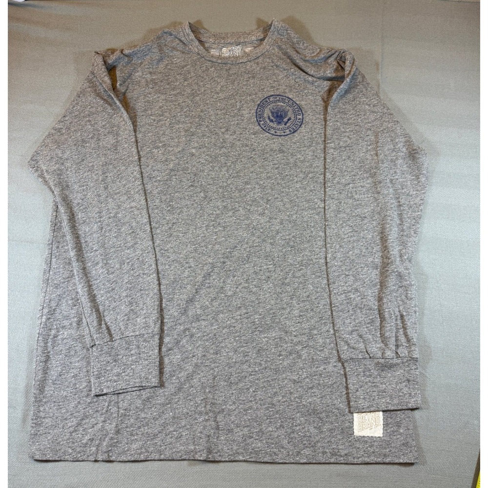 Retro Brand 43rd President US Seal Long Sleeve T-Shirt Gray Mens XL Made in USA